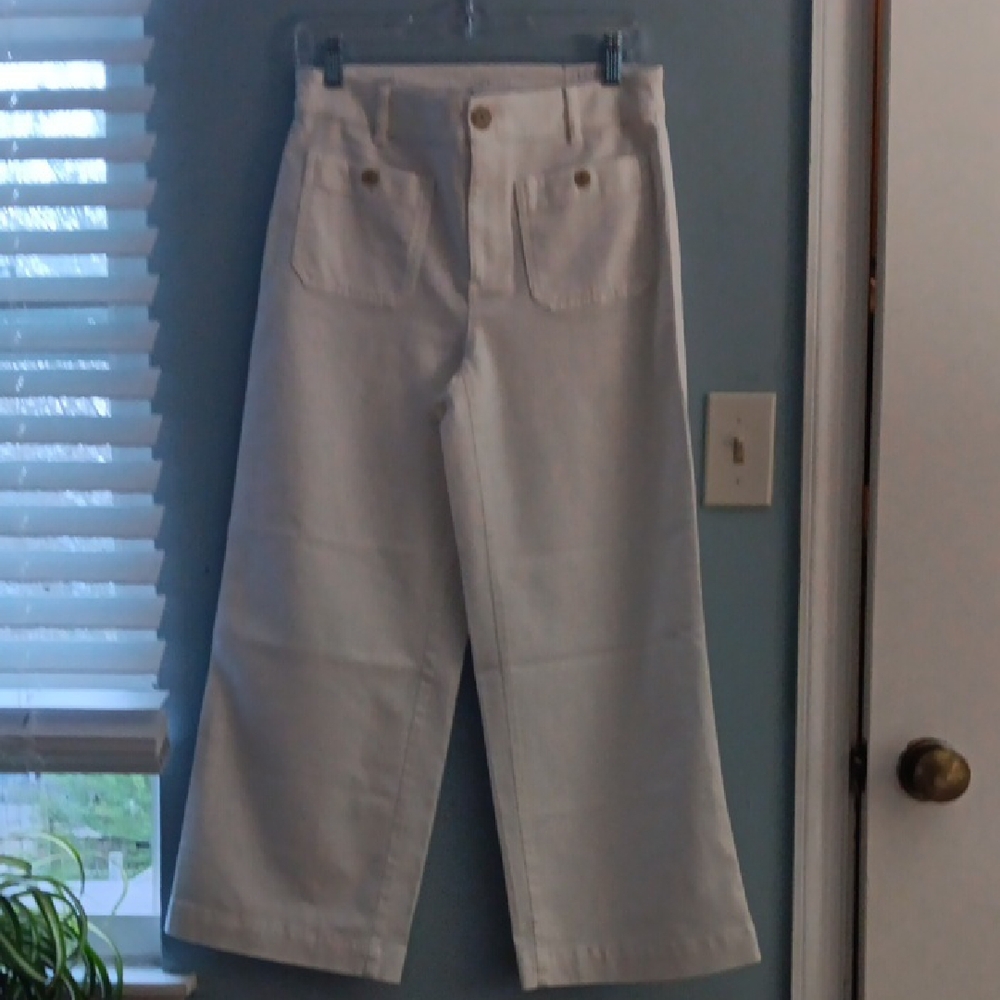 LOFT Cream High-Rise Trousers